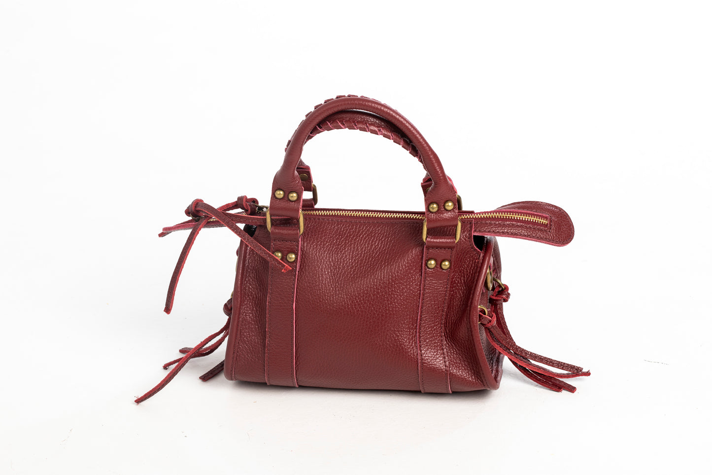 Bolso Piel City Granate Mate