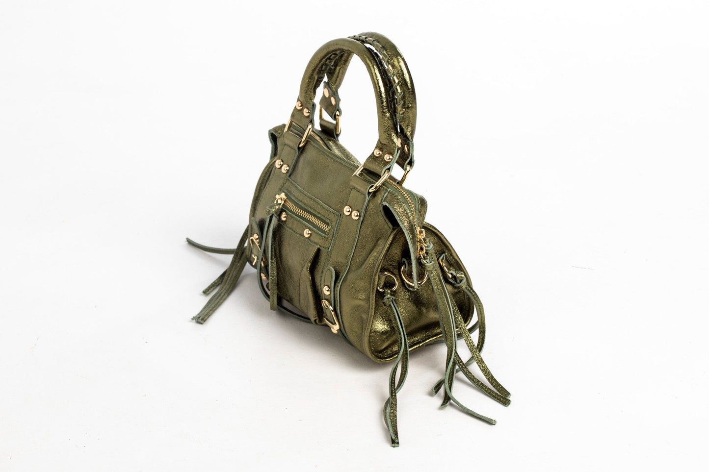 Bolso Piel City Verde Metalizado