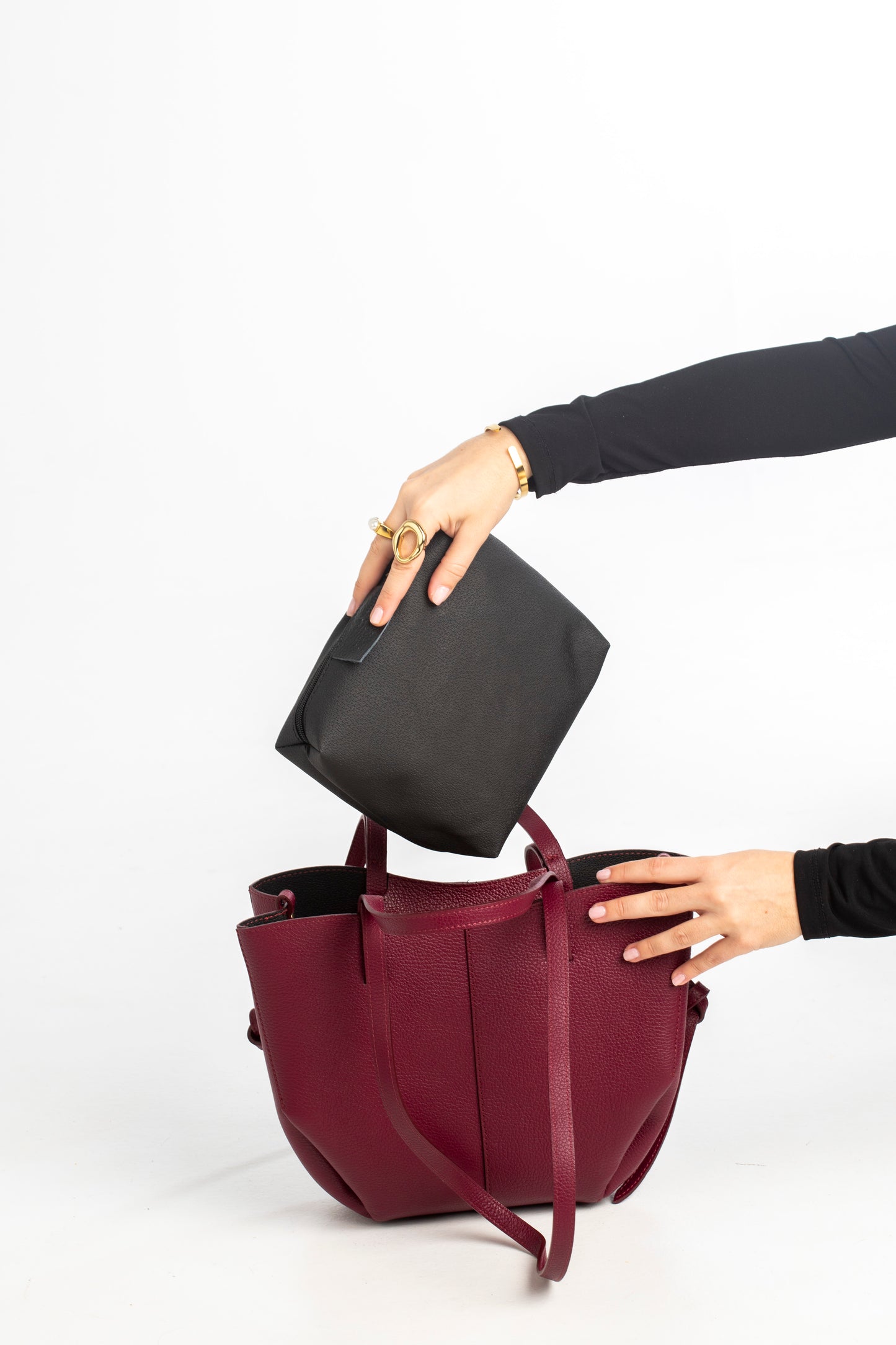 Bolso Tote Piel Granate