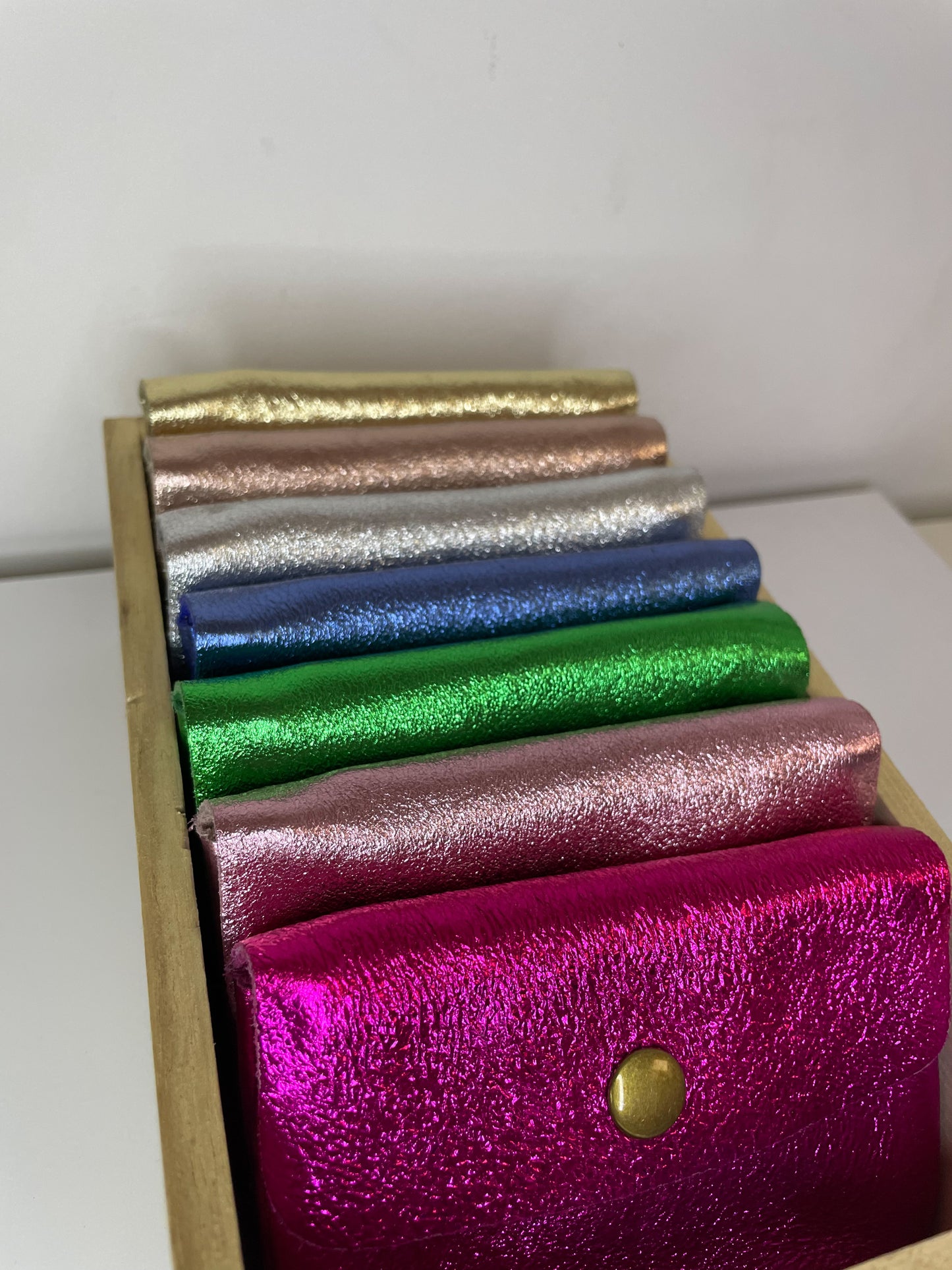 Monedero de piel Fucsia