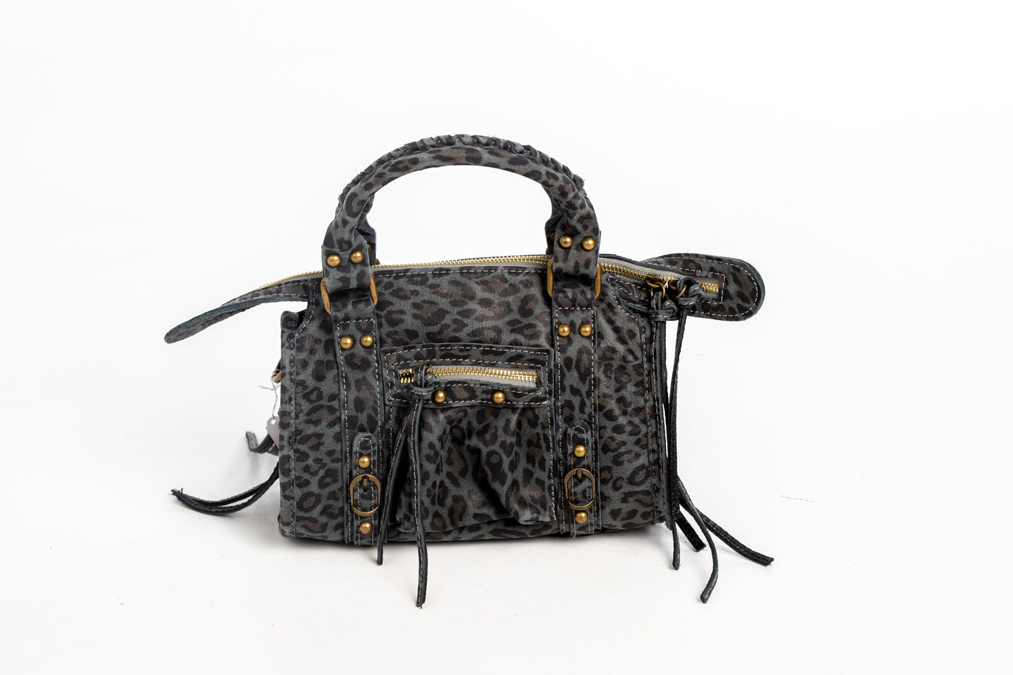 Bolso Piel City Leopardo Gris