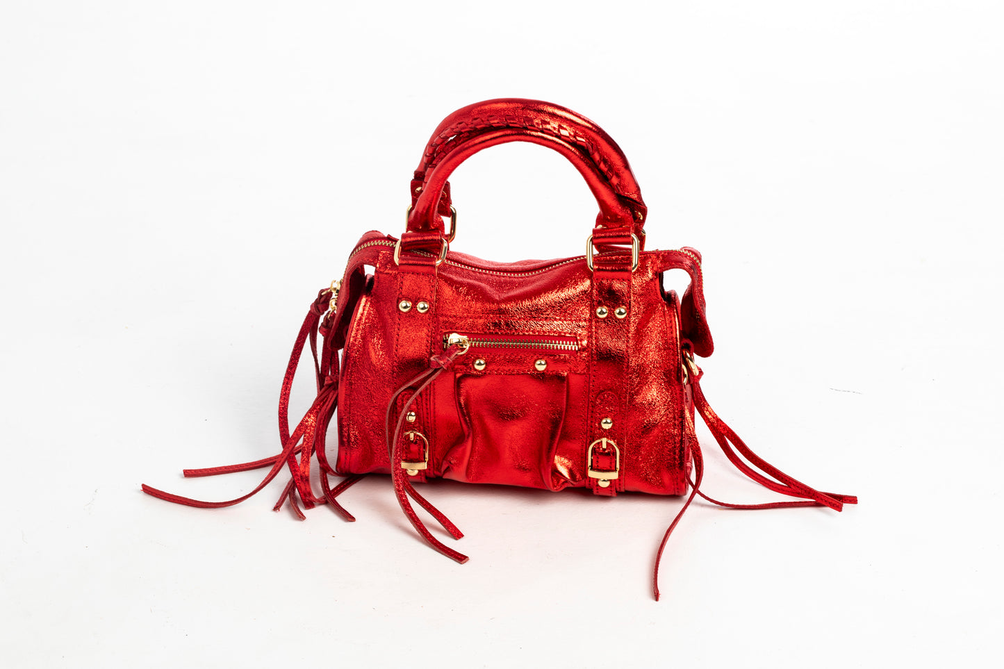 Bolso Piel City Rojo Metalizado