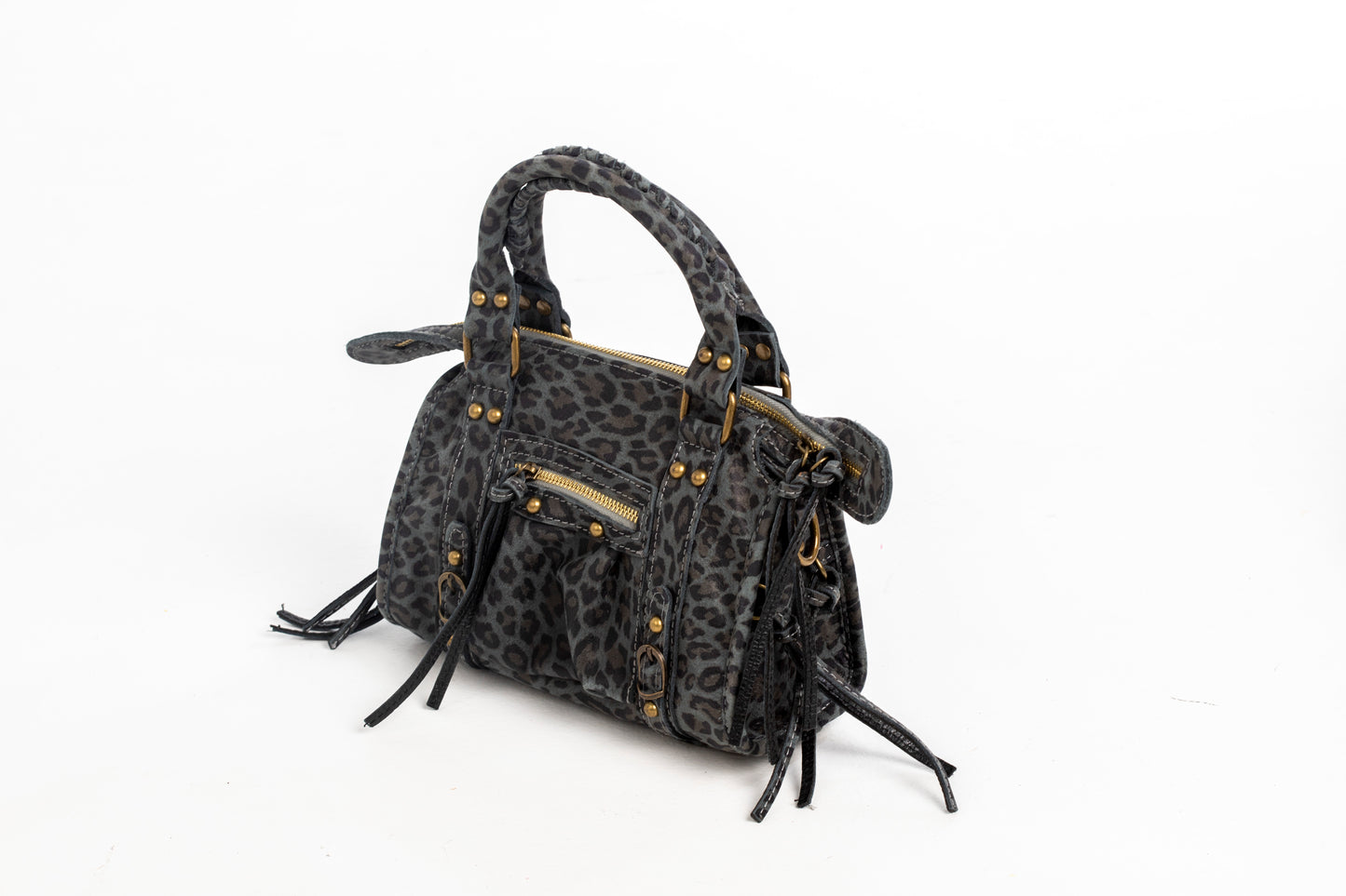 Bolso Piel City Leopardo Gris