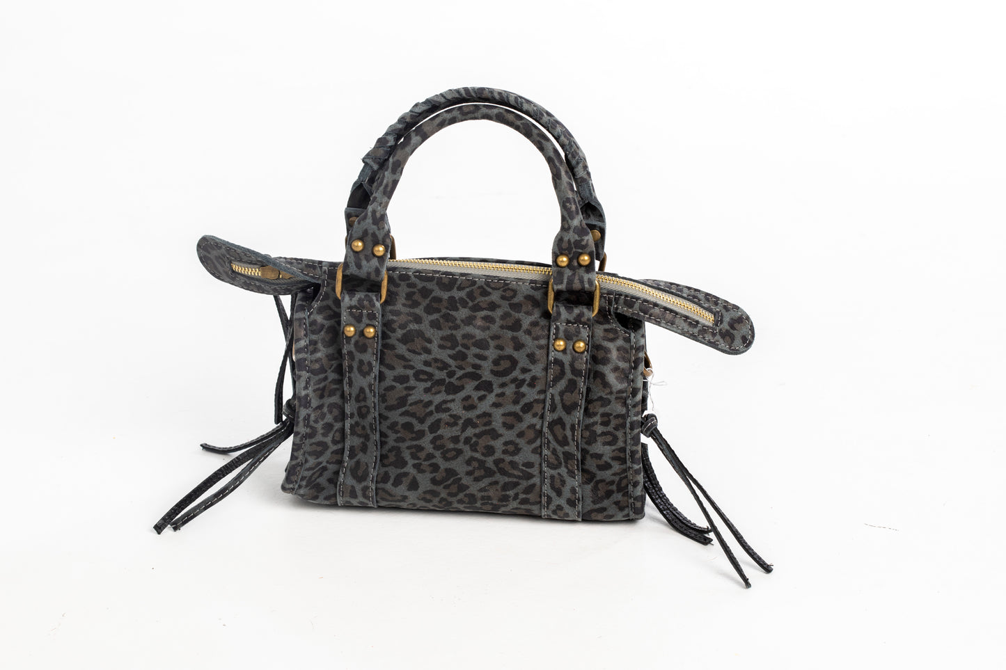 Bolso Piel City Leopardo Gris