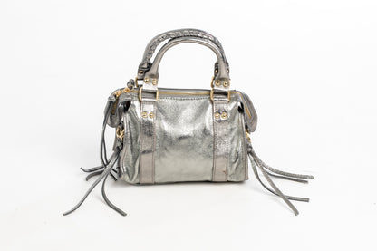 Bolso Piel City Plata Metalizado