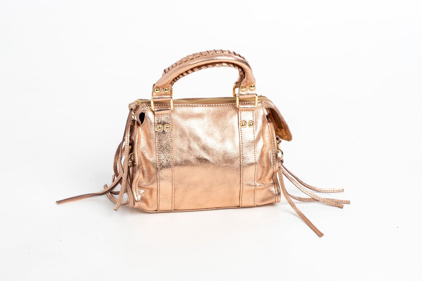 Bolso Piel City Rosa Champagne Metalizado