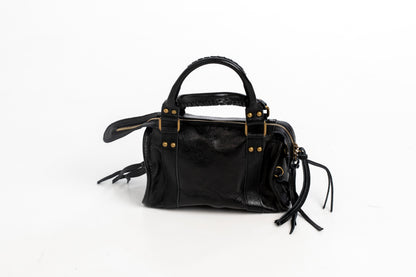 Bolso Piel City Negro Metalizado