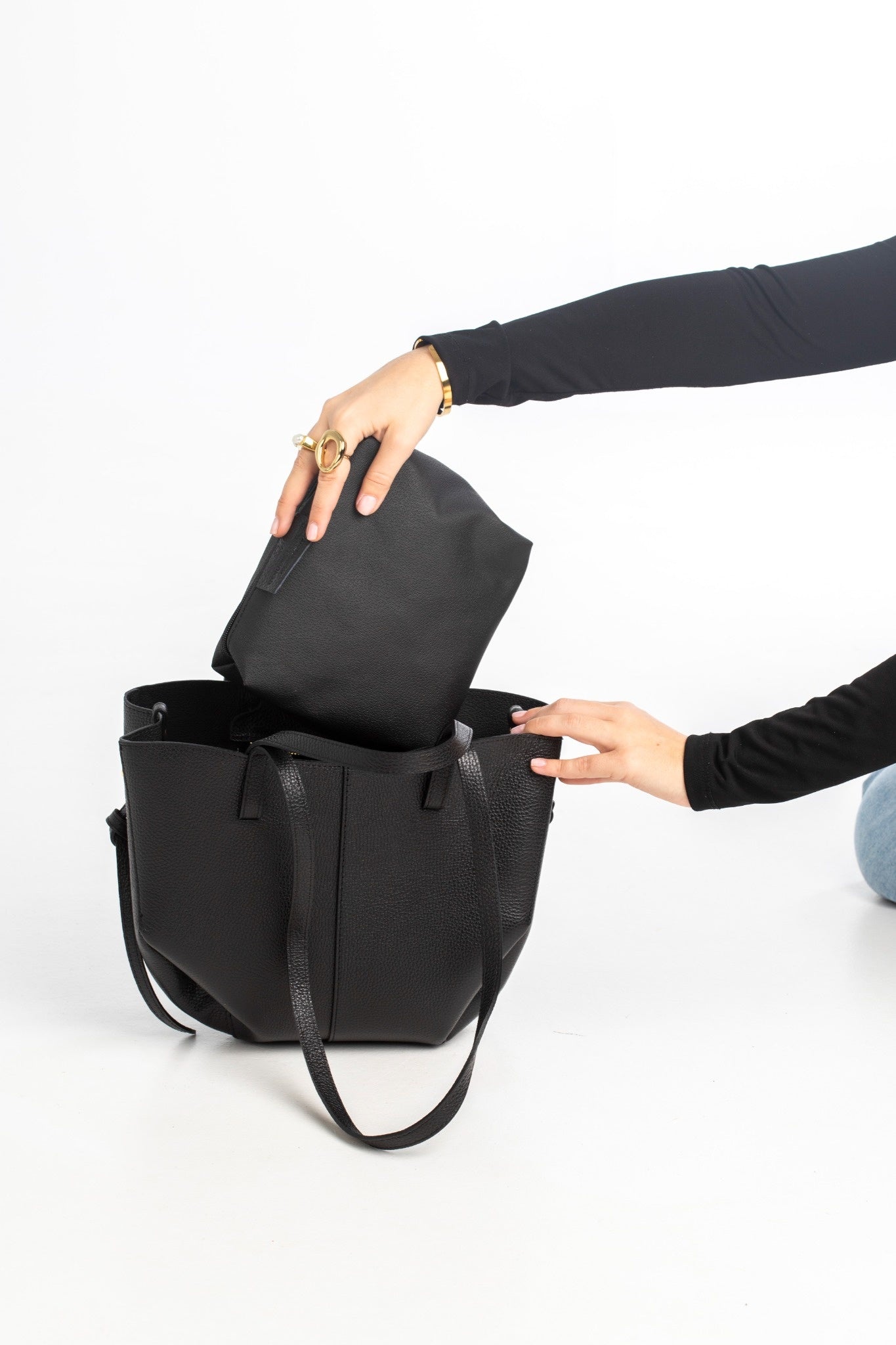 Bolso Tote Piel Negro