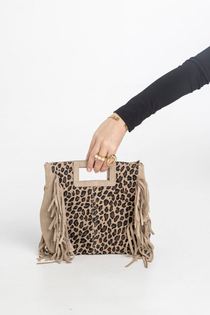 Bolso Flecos Leopardo Beig