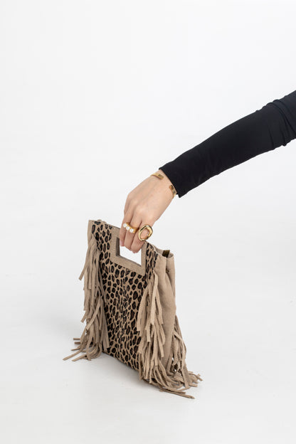 Bolso Flecos Leopardo Beig