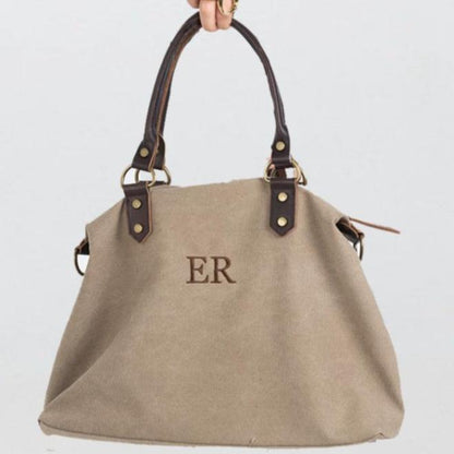 Bolso de Lona y Piel Personalizado Taupe